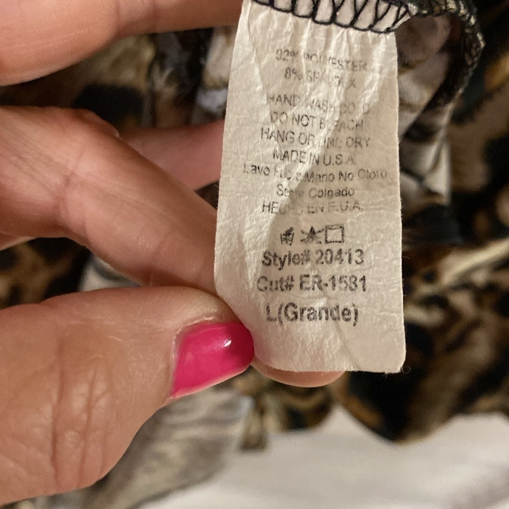 Emma Rose Leopard Print Dress size L.  3/4 bell Sleeve - Picture 4 of 7